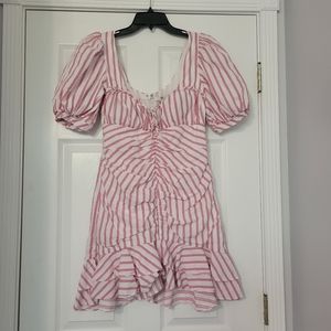 Jonathan Simkhai Striped Ruffle Puff Sleeve Dress